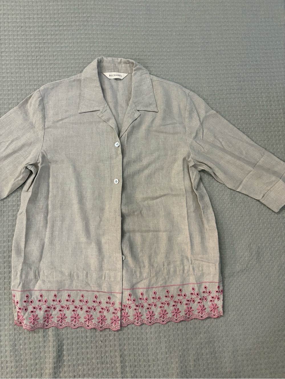 Bechamel Light Gray Linen-Blend Shirt Jacket
